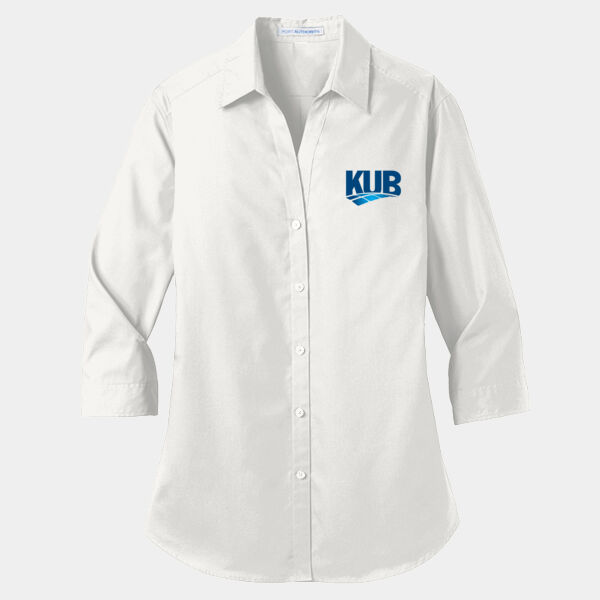 KUB Embroidered - Ladies 3/4 Sleeve Carefree Poplin Shirt Thumbnail