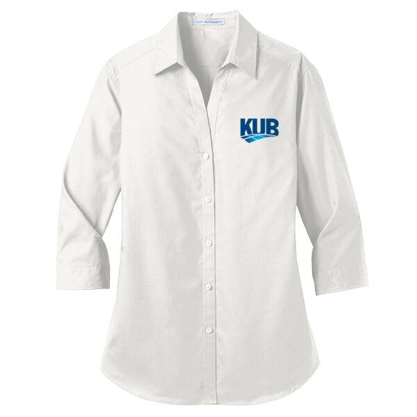 KUB Embroidered - Ladies 3/4 Sleeve Carefree Poplin Shirt Thumbnail