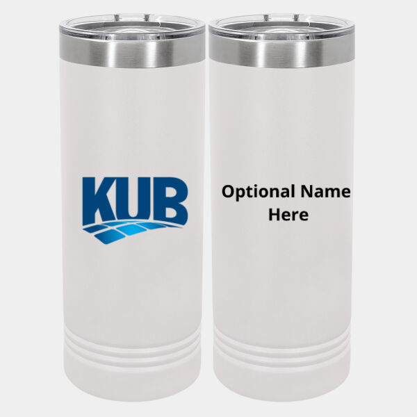 KUB Personalized  - 20 oz Stainless White Skinny Tumbler with Stainless Straw and Lid Thumbnail