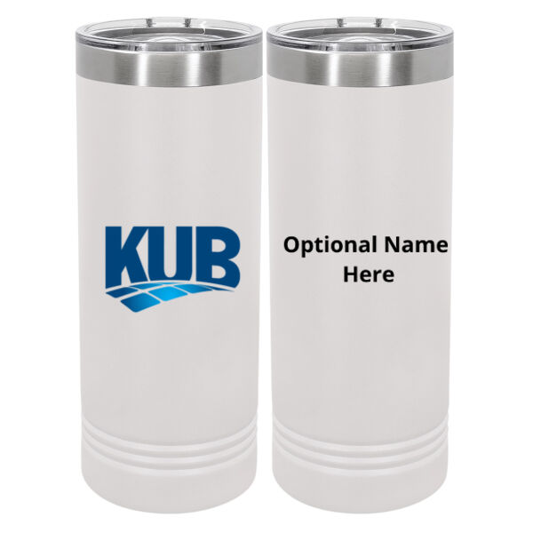 KUB Personalized  - 20 oz Stainless White Skinny Tumbler with Stainless Straw and Lid Thumbnail
