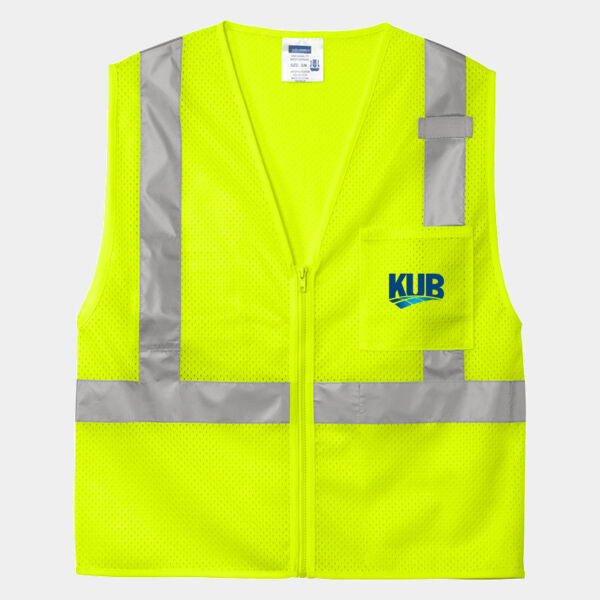 KUB front/back printed - Ansi 107 Class 2 Mesh Zippered Vest Thumbnail