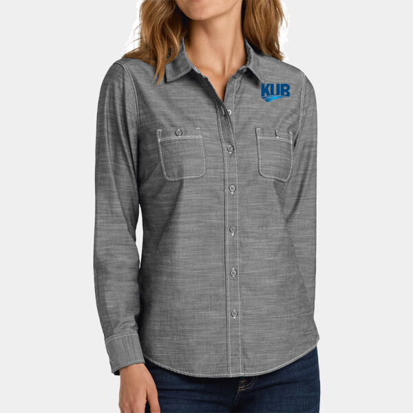 KUB Embroidered - Ladies Slub Chambray Shirt Thumbnail