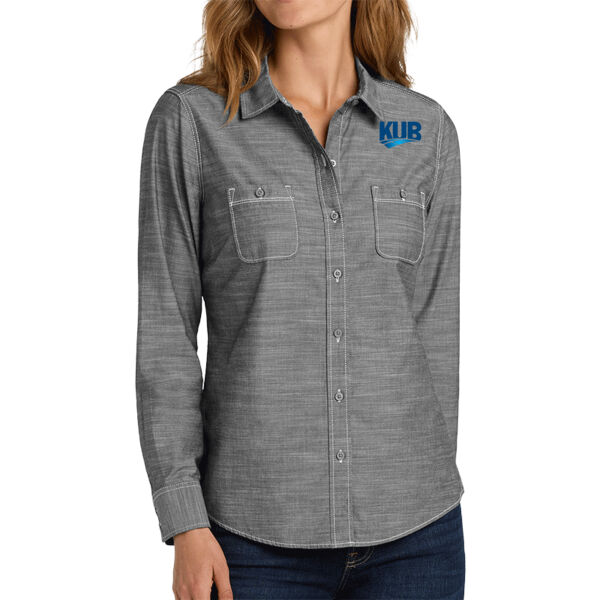 KUB Embroidered - Ladies Slub Chambray Shirt Thumbnail