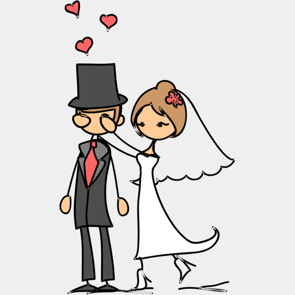 Cartoon Wedding Groom Bride Hug 9 Thumbnail