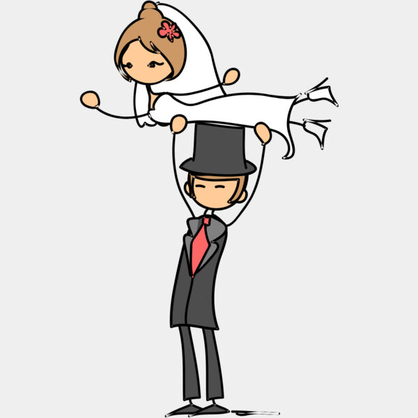 Cartoon Wedding Groom Bride 1 Thumbnail